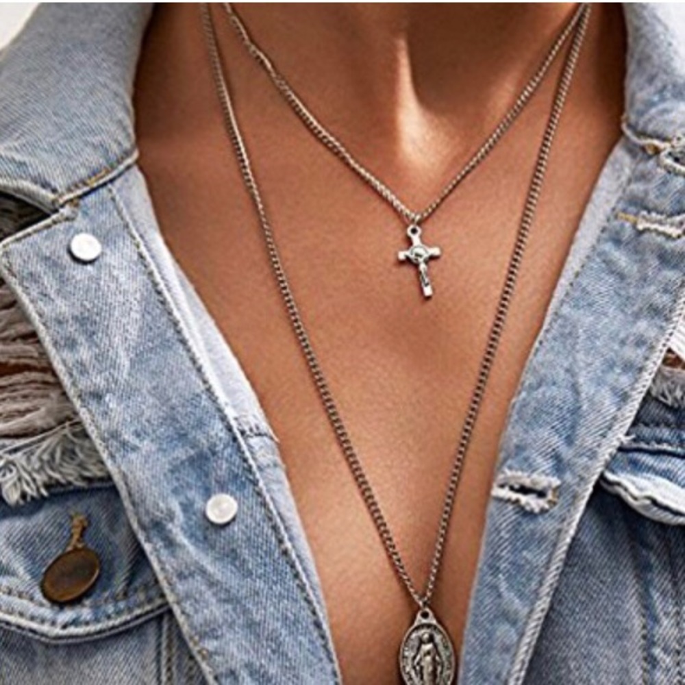 Cross/Virgin Mary necklace